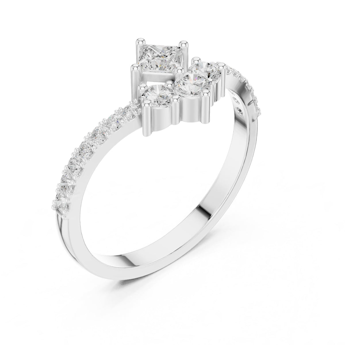 Princess Cluster Lab Grown Diamond Engagement Ring
