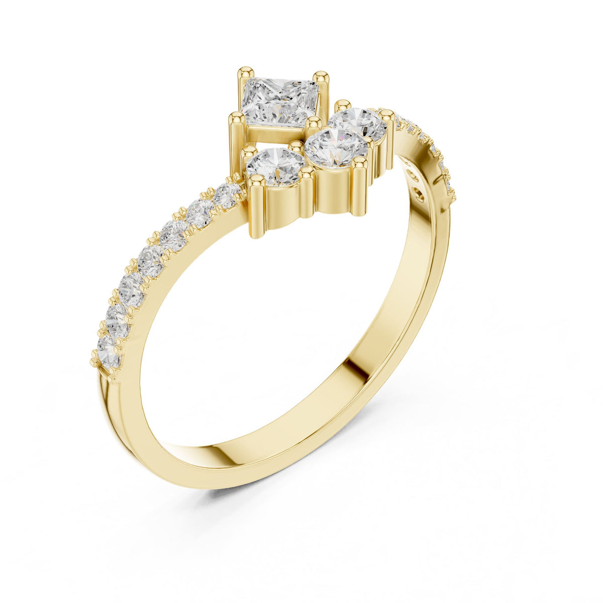 Princess Cluster Lab Grown Diamond Engagement Ring