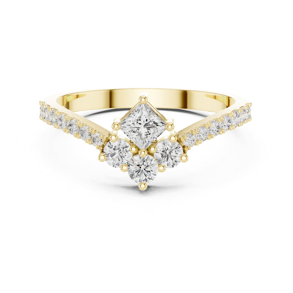 Princess Cluster Lab Grown Diamond Engagement Ring