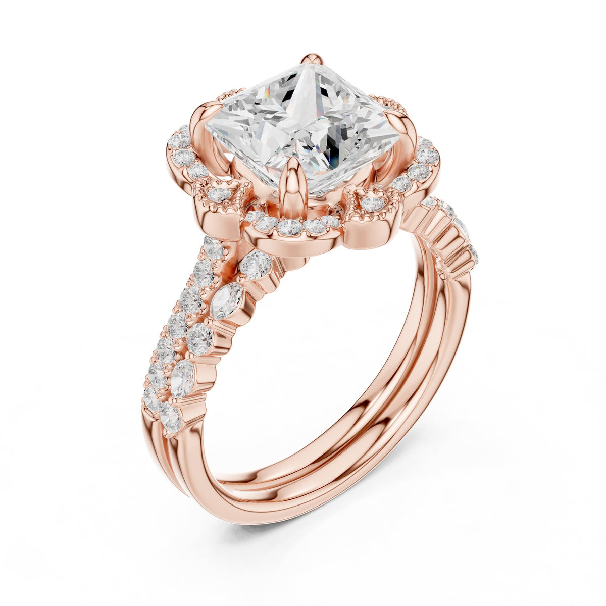 Princess Halo Lab Grown Diamond Engagement Ring