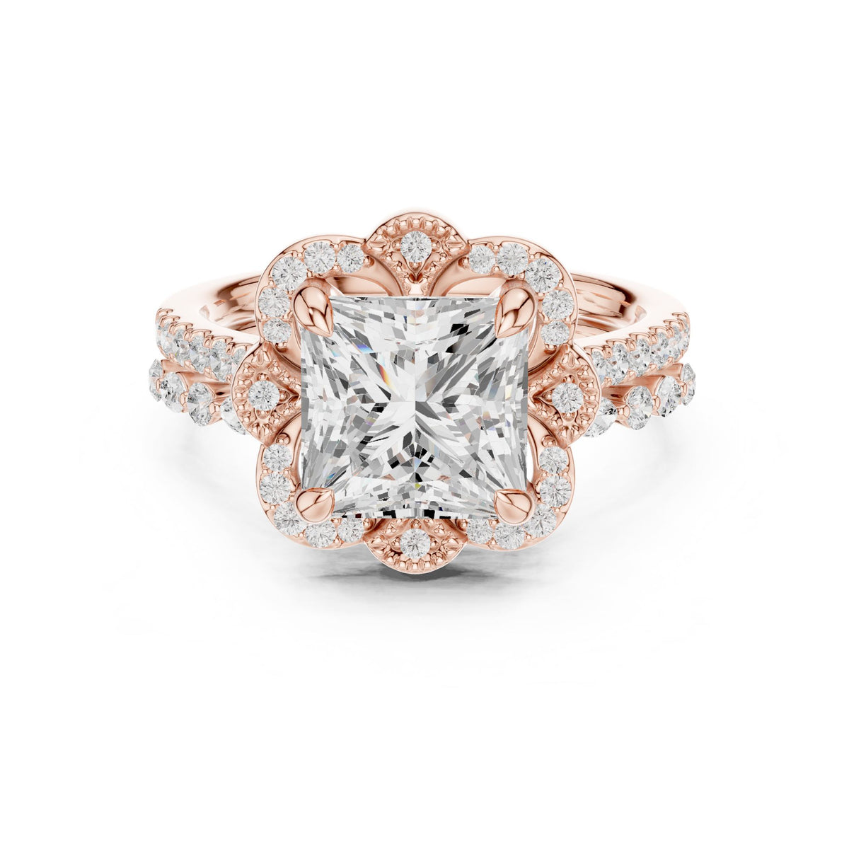 Princess Halo Lab Grown Diamond Engagement Ring