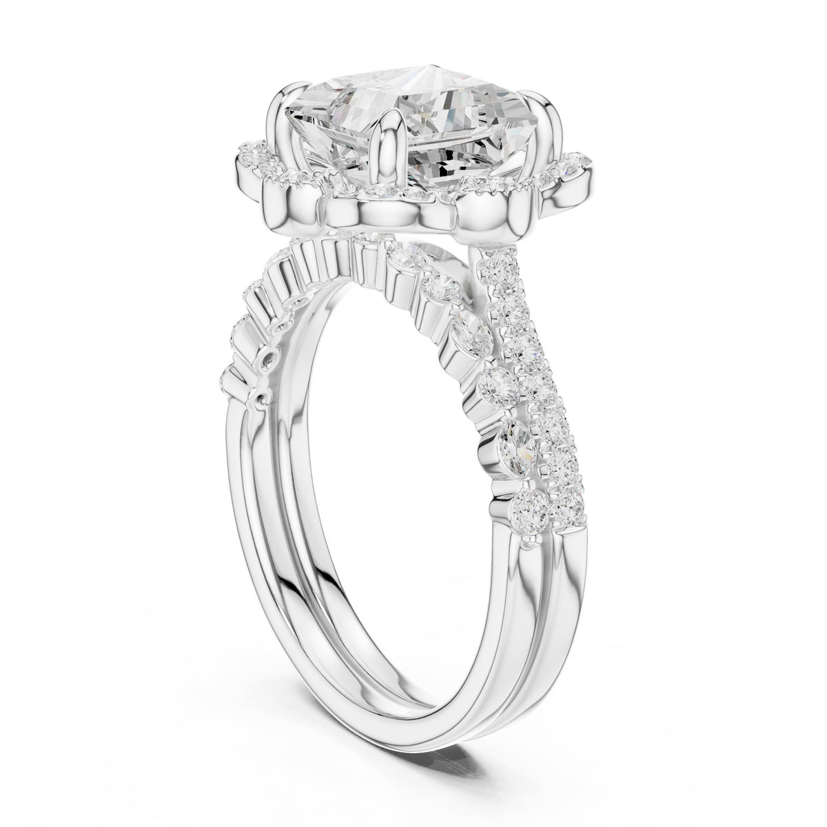 Princess Halo Lab Grown Diamond Engagement Ring