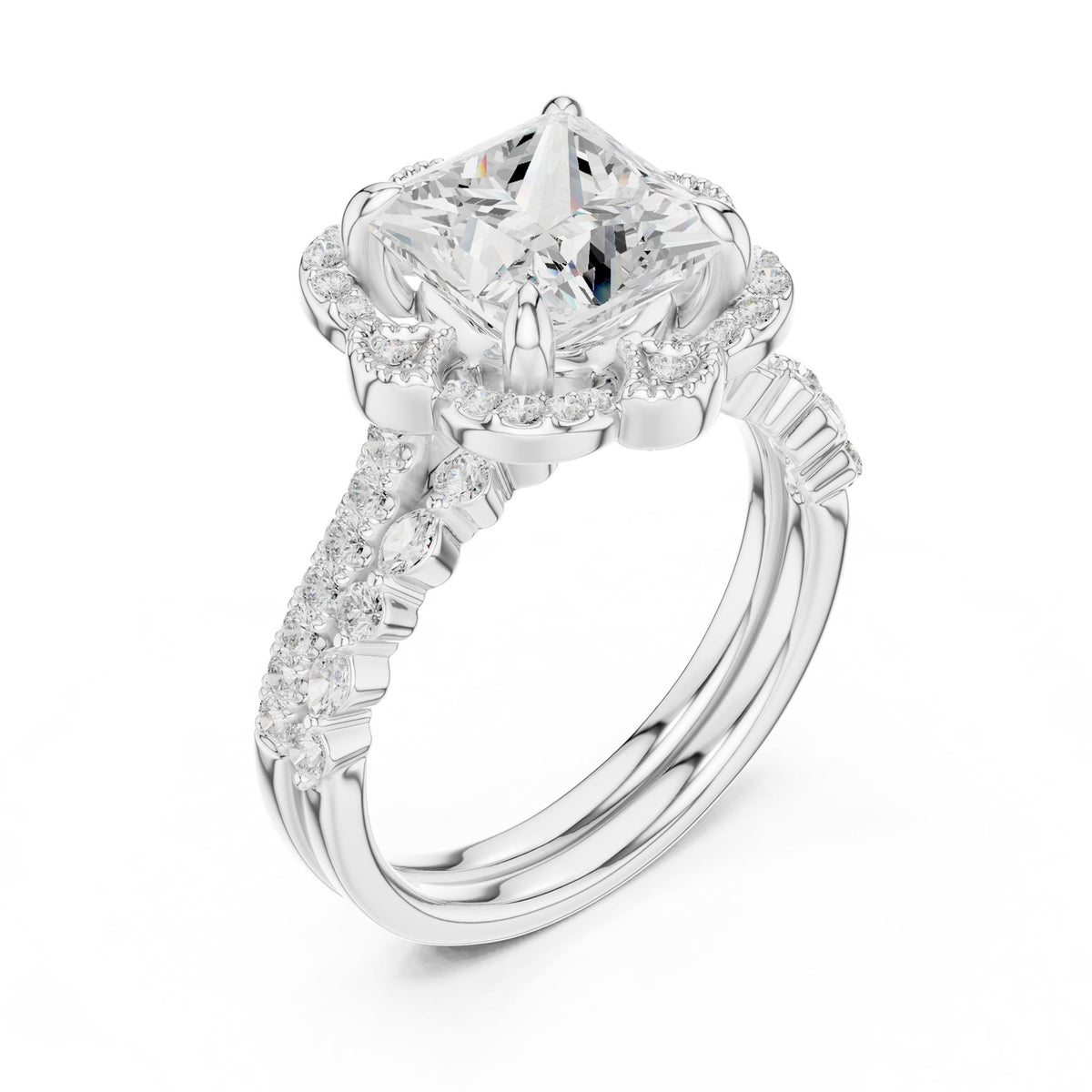 Princess Halo Lab Grown Diamond Engagement Ring