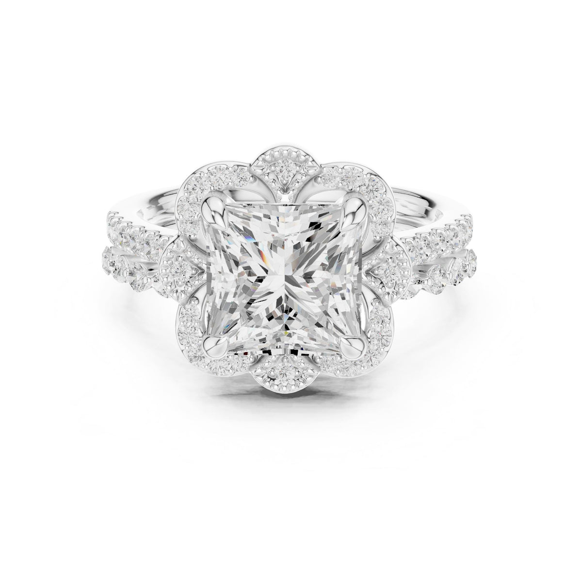 Princess Halo Lab Grown Diamond Engagement Ring
