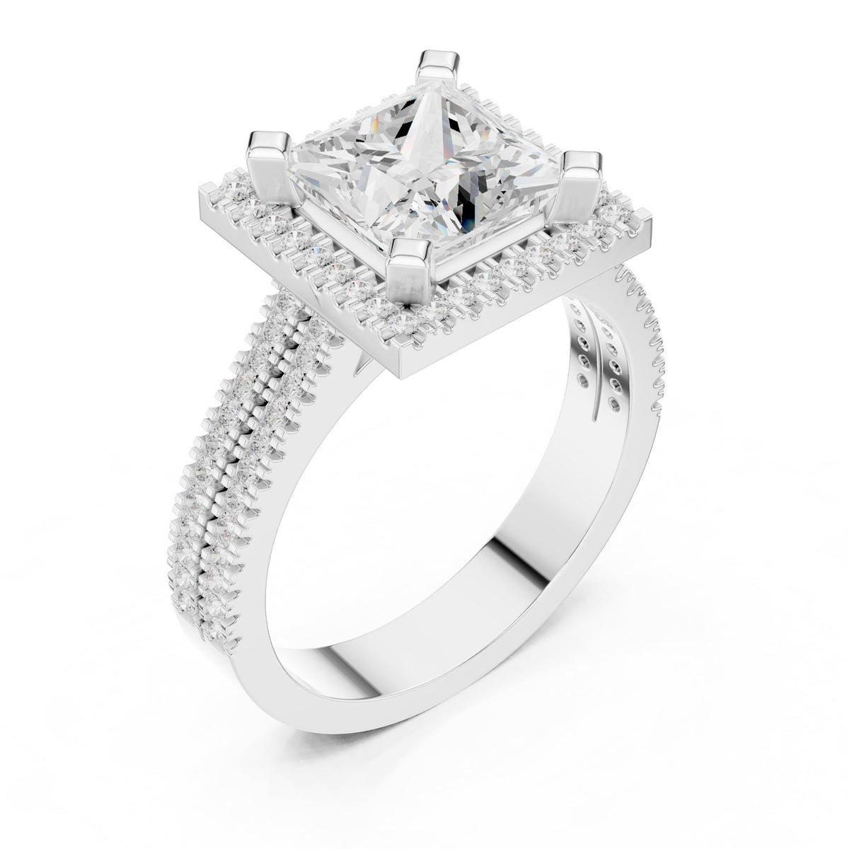 Princess Halo Lab Grown Diamond Engagement Ring