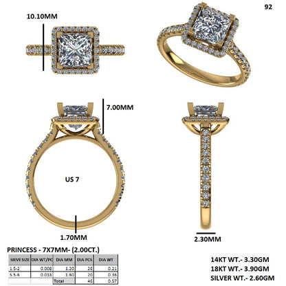 Princess Halo Lab Grown Diamond Engagement Ring