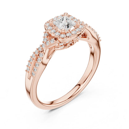 Princess Halo Lab Grown Diamond Engagement Ring
