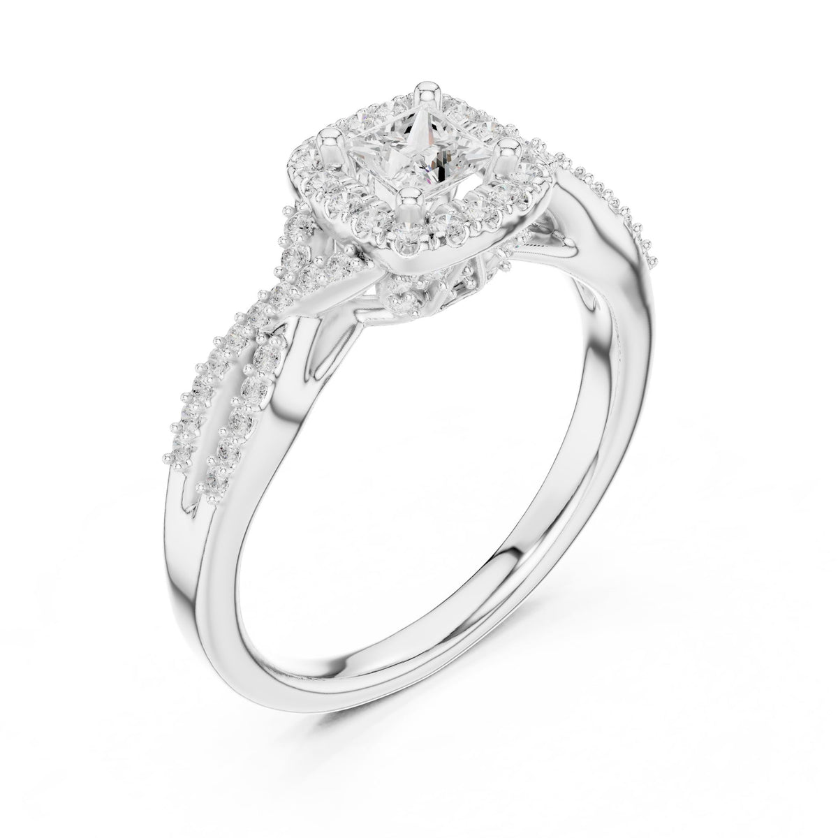 Princess Halo Lab Grown Diamond Engagement Ring