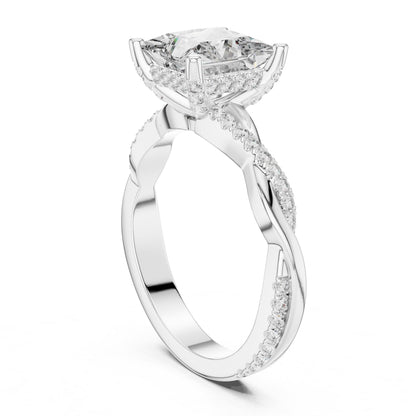 Princess Halo Lab Grown Diamond Engagement Ring