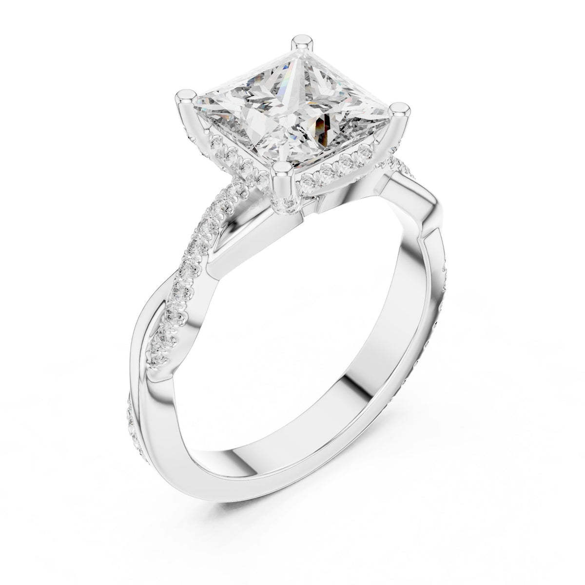 Princess Halo Lab Grown Diamond Engagement Ring