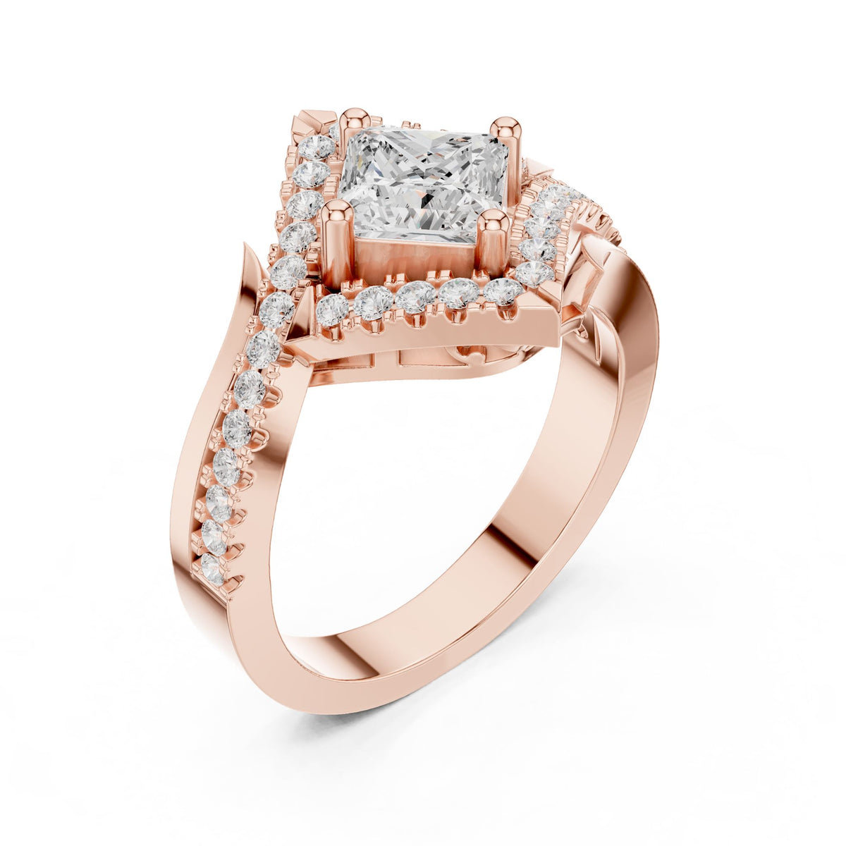 Princess Halo Lab Grown Diamond Engagement Ring