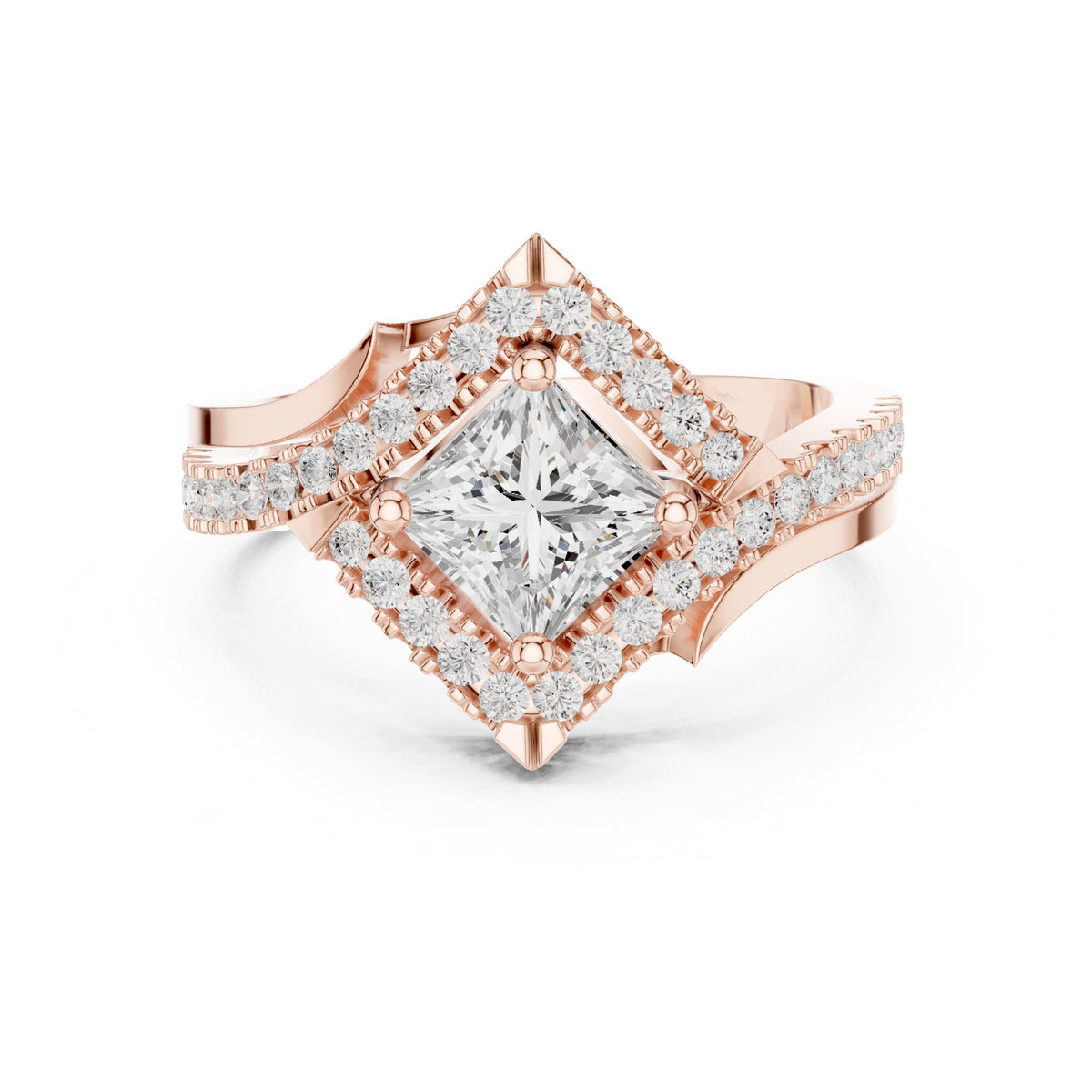 Princess Halo Lab Grown Diamond Engagement Ring