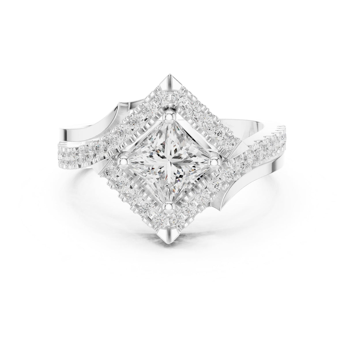 Princess Halo Lab Grown Diamond Engagement Ring