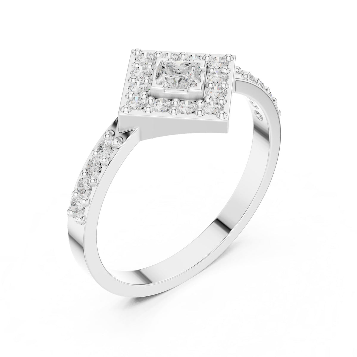 Princess Halo Lab Grown Diamond Engagement Ring