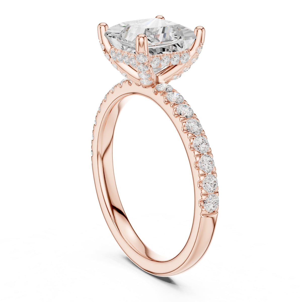 Princess Hidden Halo Lab Grown Diamond Engagement Ring