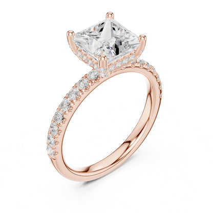 Princess Hidden Halo Lab Grown Diamond Engagement Ring