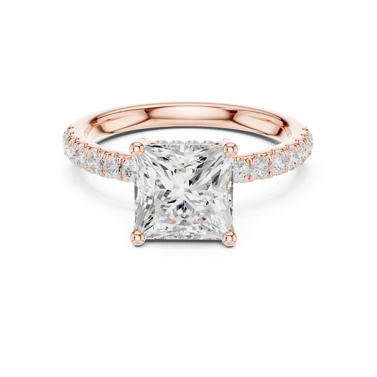 Princess Hidden Halo Lab Grown Diamond Engagement Ring