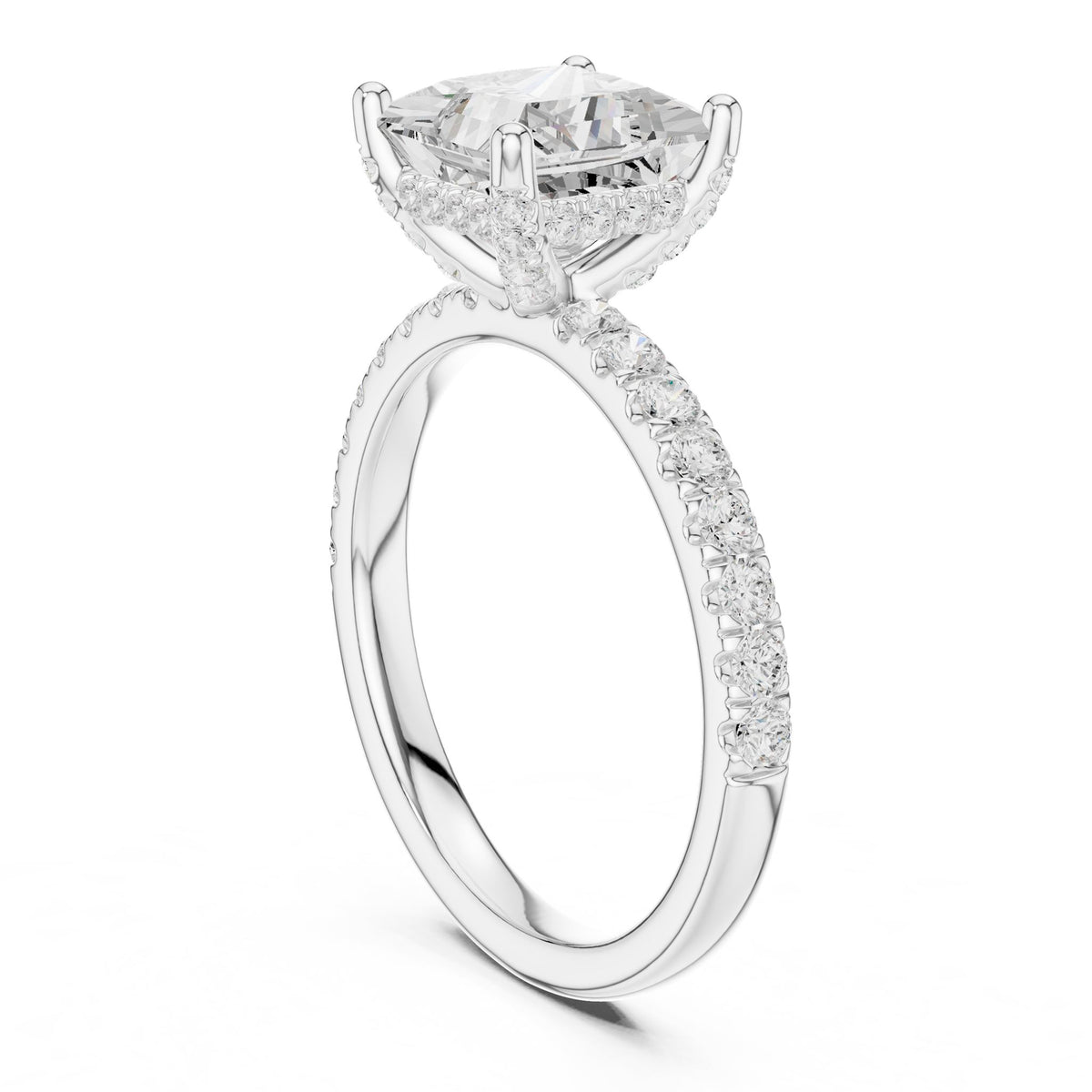 Princess Hidden Halo Lab Grown Diamond Engagement Ring