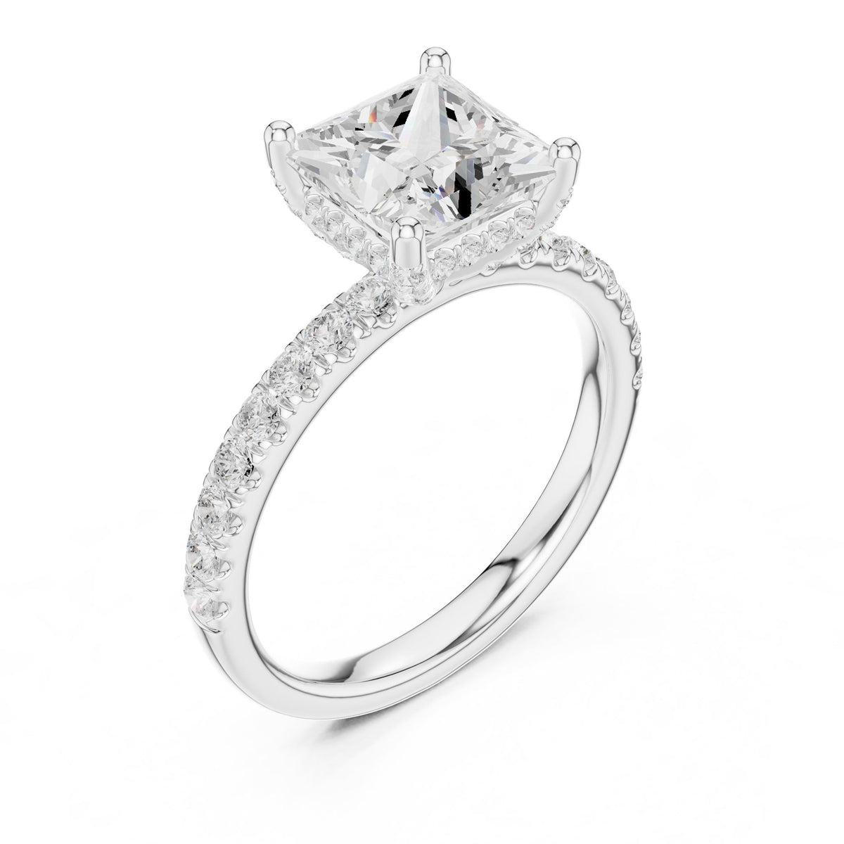 Princess Hidden Halo Lab Grown Diamond Engagement Ring