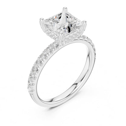 Princess Hidden Halo Lab Grown Diamond Engagement Ring
