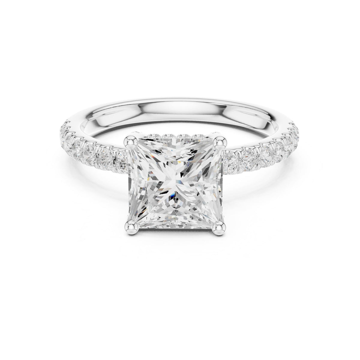 Princess Hidden Halo Lab Grown Diamond Engagement Ring