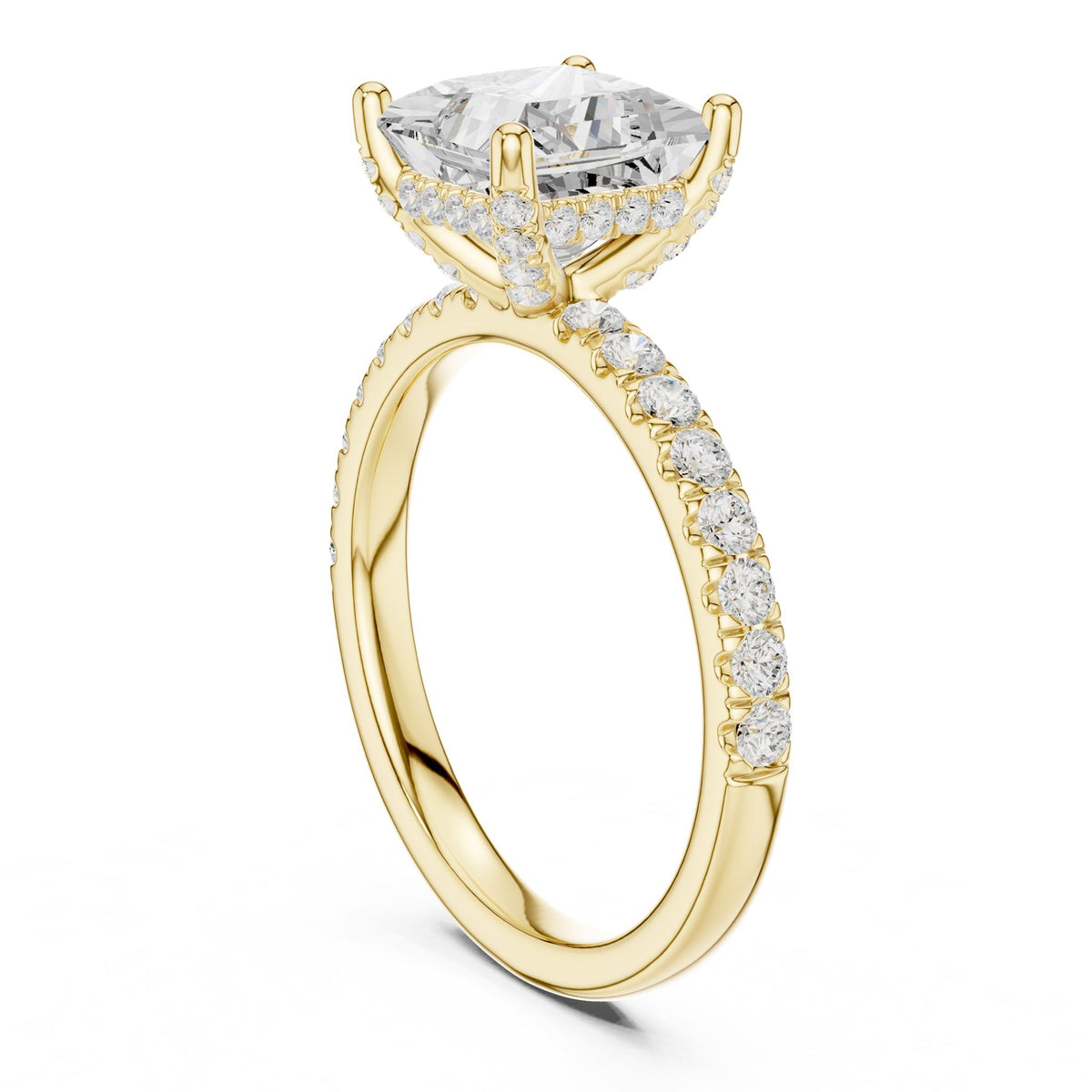 Princess Hidden Halo Lab Grown Diamond Engagement Ring