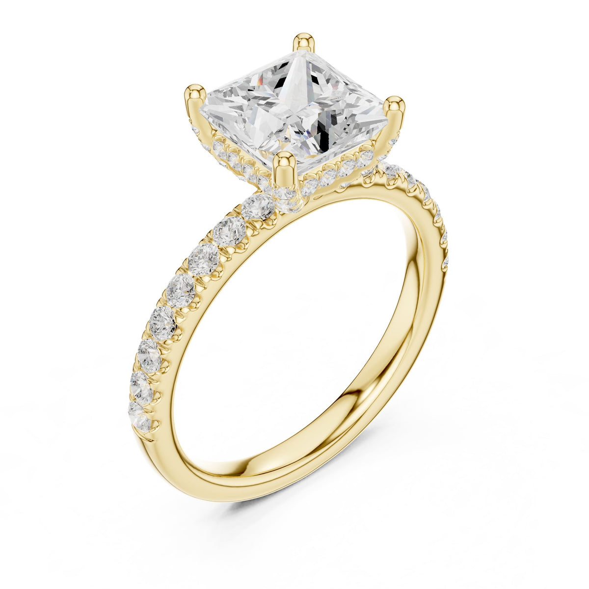 Princess Hidden Halo Lab Grown Diamond Engagement Ring