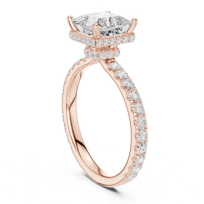Princess Hidden Halo Lab Grown Diamond Engagement Ring