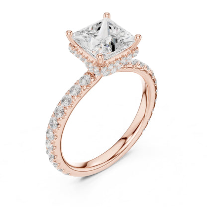 Princess Hidden Halo Lab Grown Diamond Engagement Ring