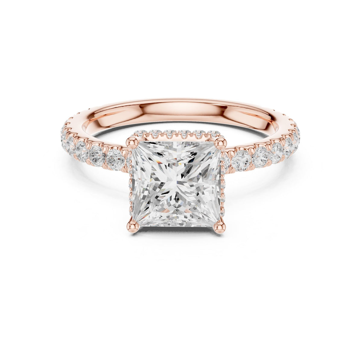 Princess Hidden Halo Lab Grown Diamond Engagement Ring