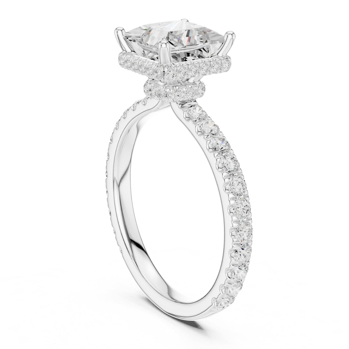Princess Hidden Halo Lab Grown Diamond Engagement Ring