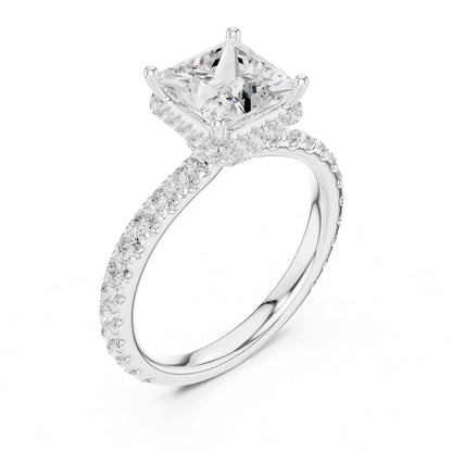 Princess Hidden Halo Lab Grown Diamond Engagement Ring