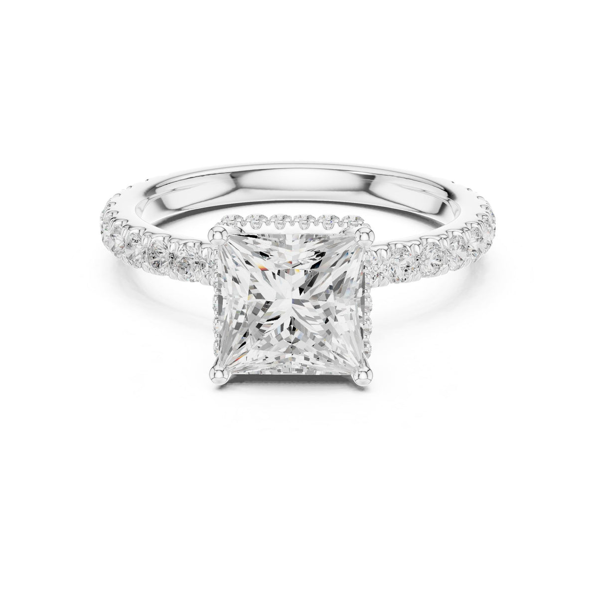 Princess Hidden Halo Lab Grown Diamond Engagement Ring
