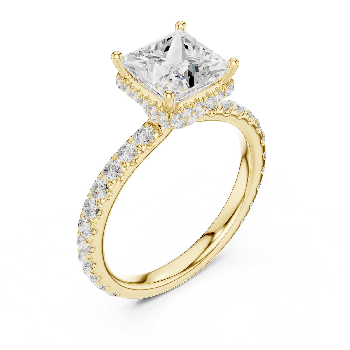 Princess Hidden Halo Lab Grown Diamond Engagement Ring