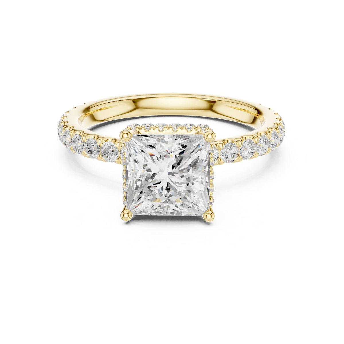 Princess Hidden Halo Lab Grown Diamond Engagement Ring