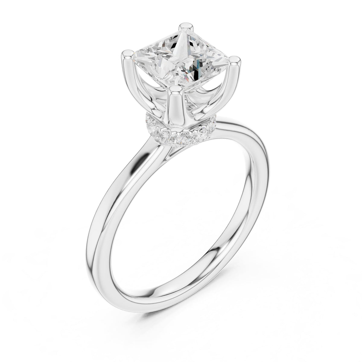Princess Hidden Halo Lab Grown Diamond Engagement Ring