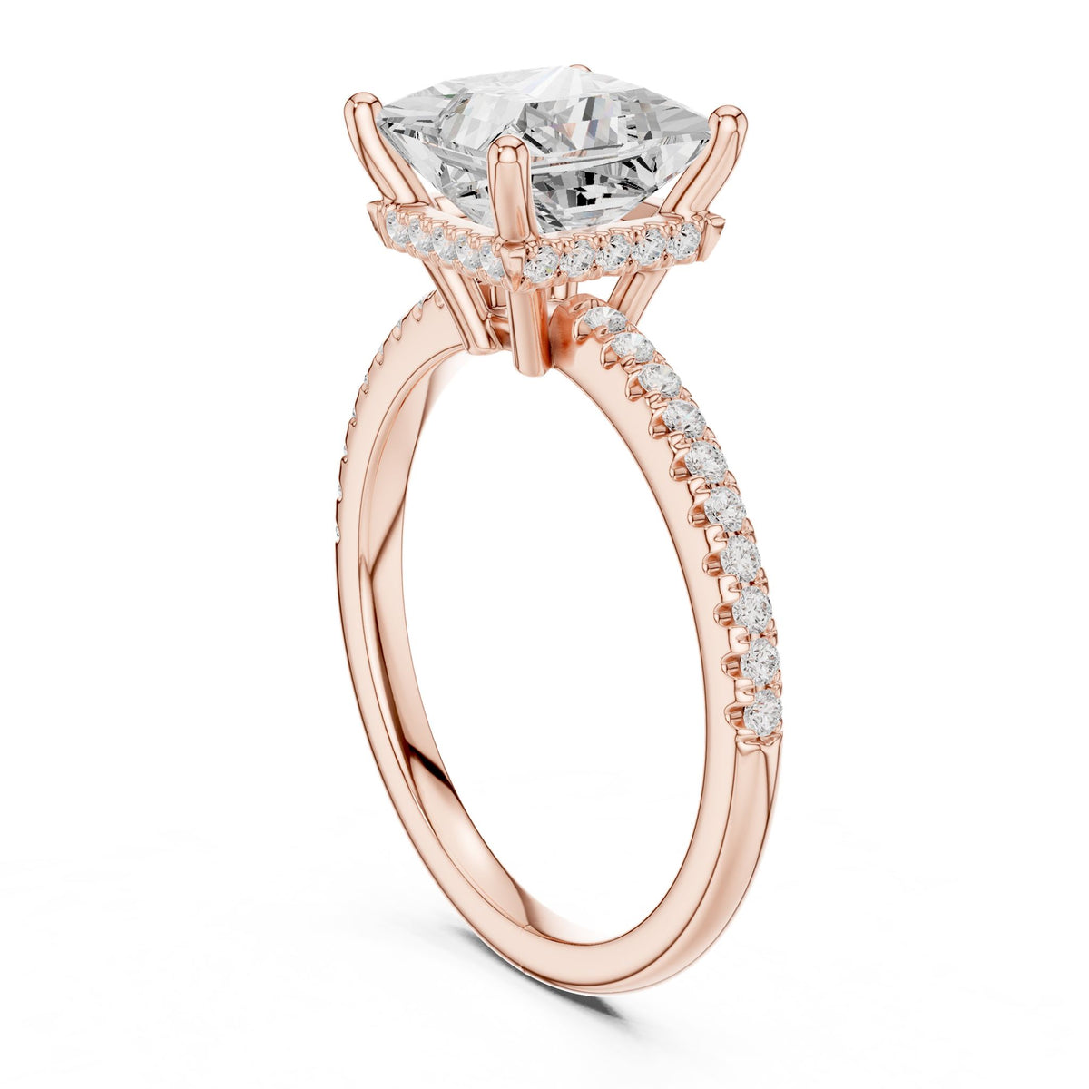 Princess Hidden Halo Lab Grown Diamond Engagement Ring
