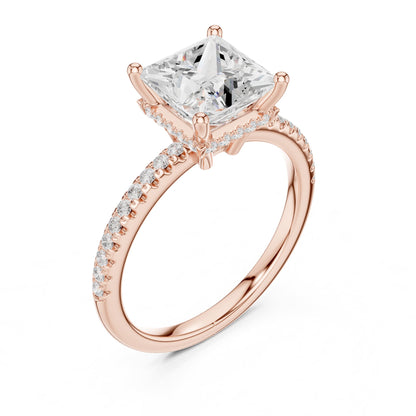 Princess Hidden Halo Lab Grown Diamond Engagement Ring