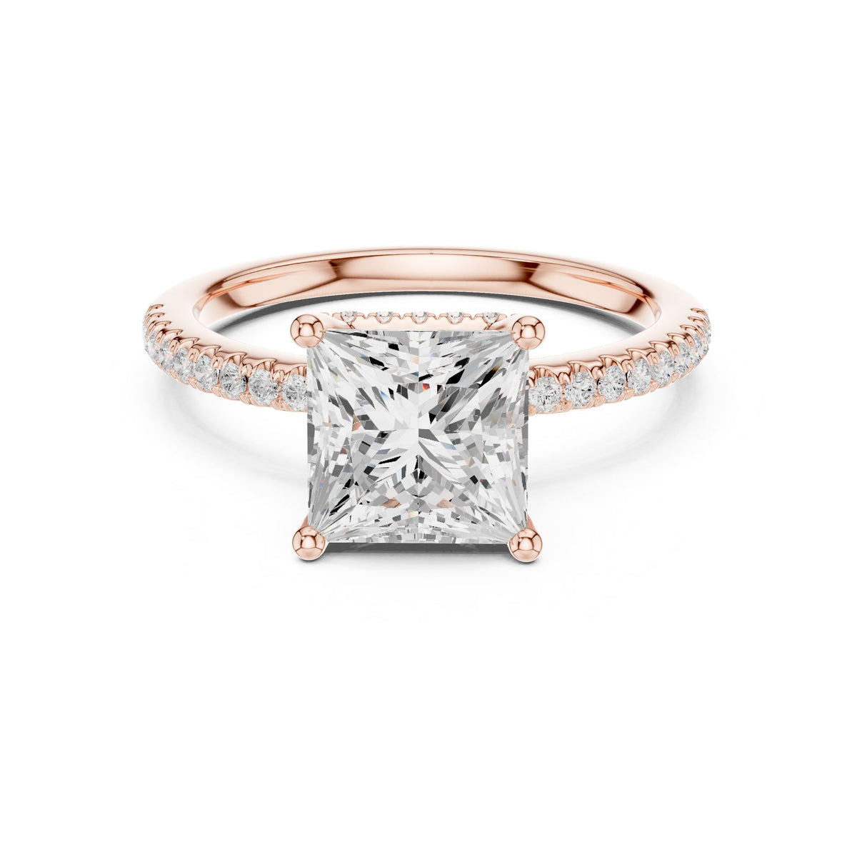 Princess Hidden Halo Lab Grown Diamond Engagement Ring