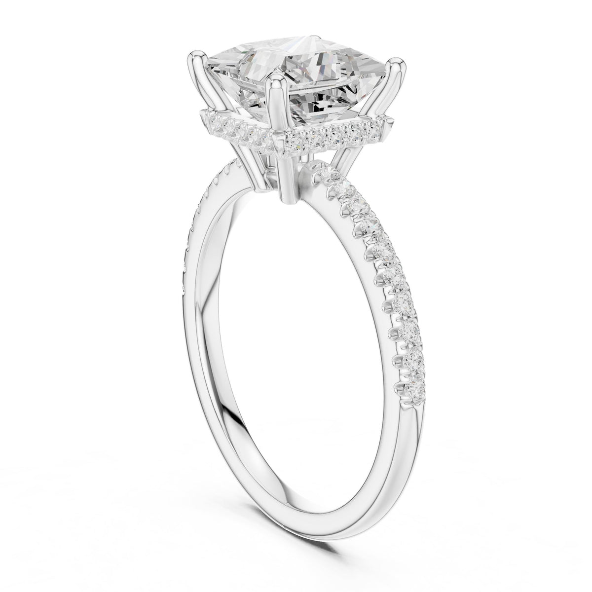 Princess Hidden Halo Lab Grown Diamond Engagement Ring