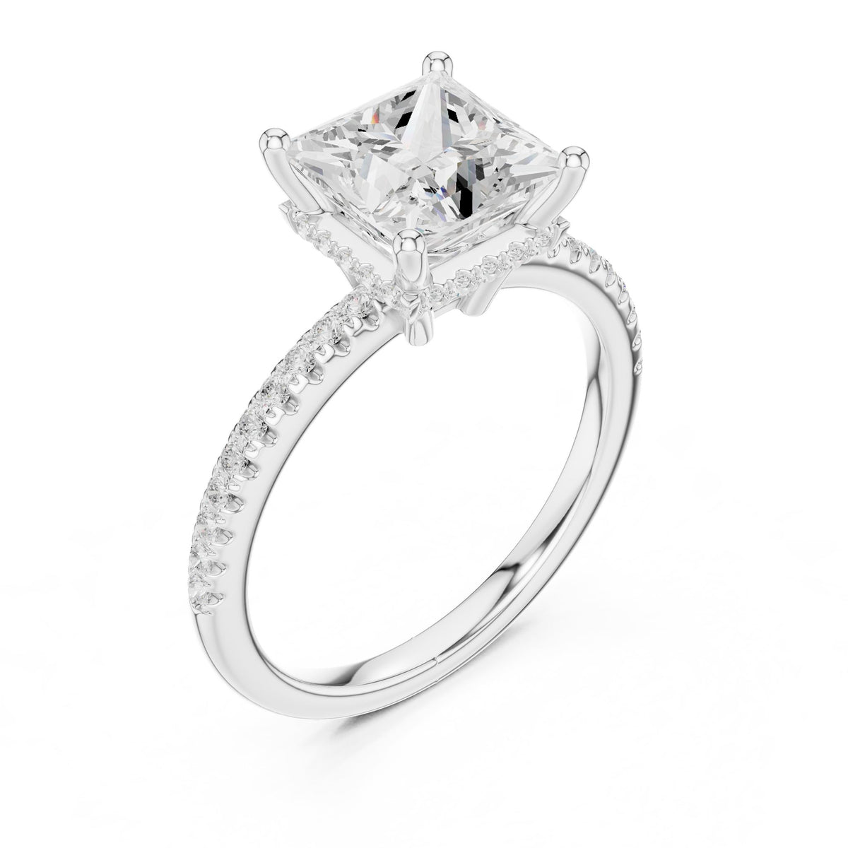 Princess Hidden Halo Lab Grown Diamond Engagement Ring