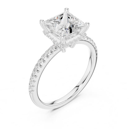 Princess Hidden Halo Lab Grown Diamond Engagement Ring