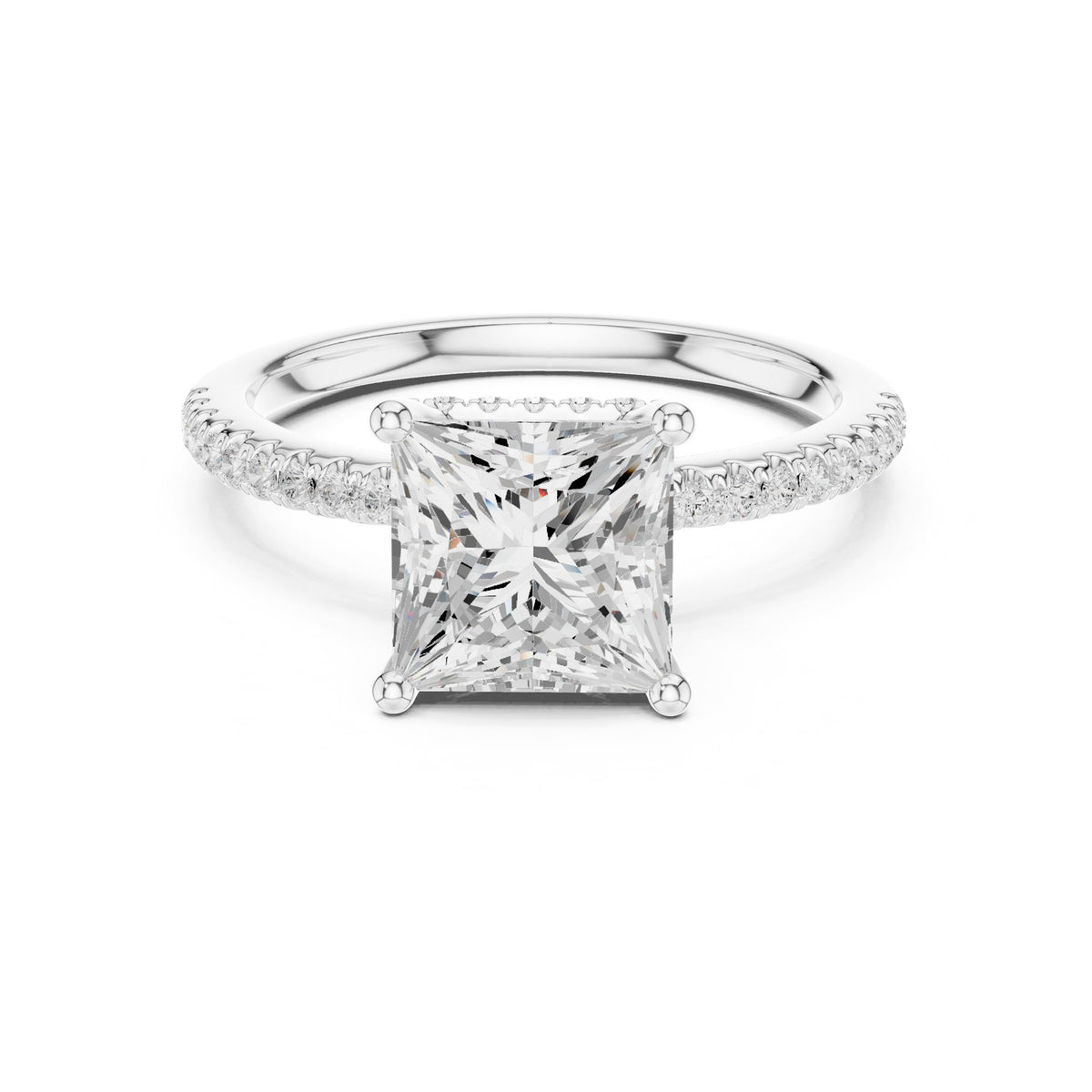 Princess Hidden Halo Lab Grown Diamond Engagement Ring