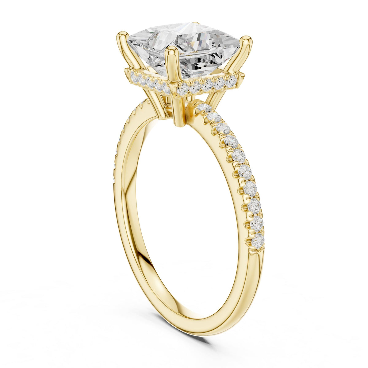 Princess Hidden Halo Lab Grown Diamond Engagement Ring