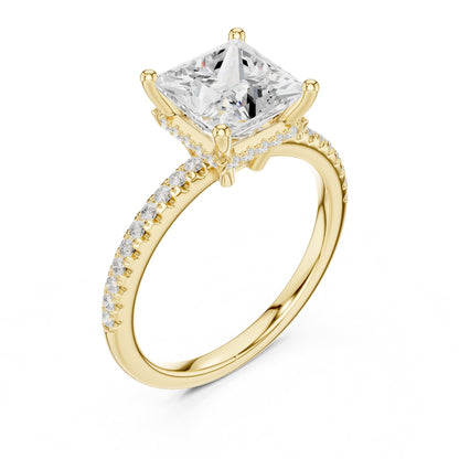 Princess Hidden Halo Lab Grown Diamond Engagement Ring