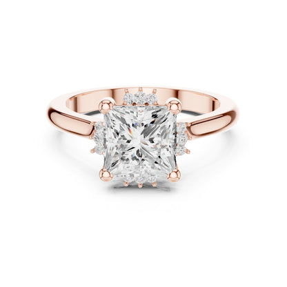 Princess Hidden Halo Lab Grown Diamond Engagement Ring