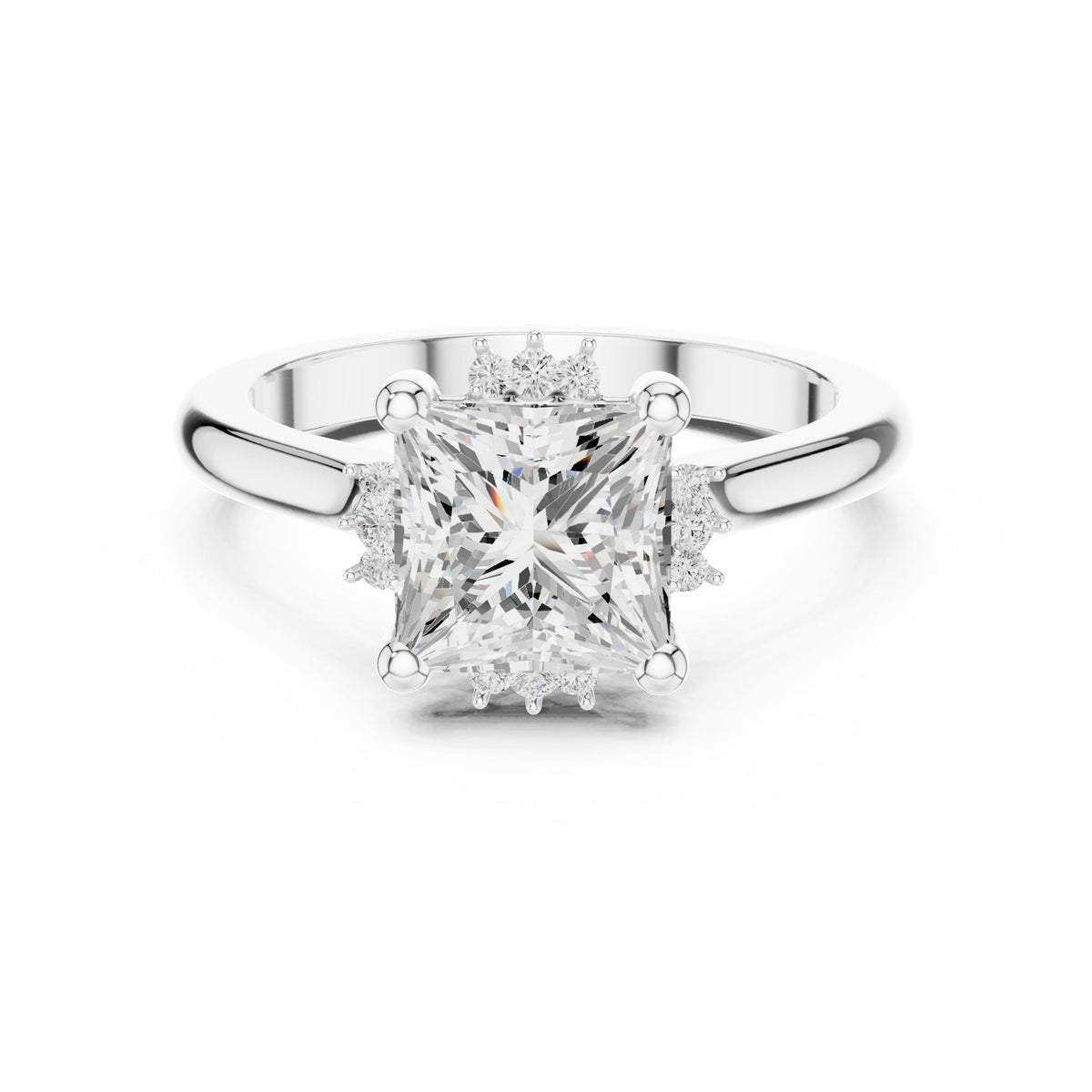 Princess Hidden Halo Lab Grown Diamond Engagement Ring