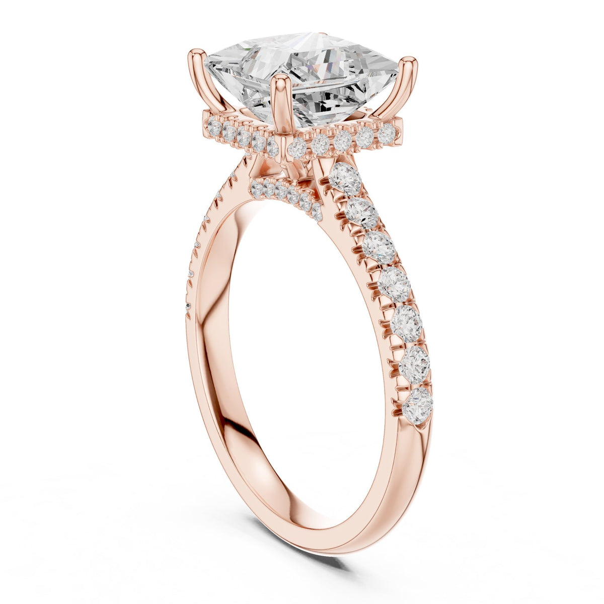 Princess Hidden Halo Lab Grown Diamond Engagement Ring