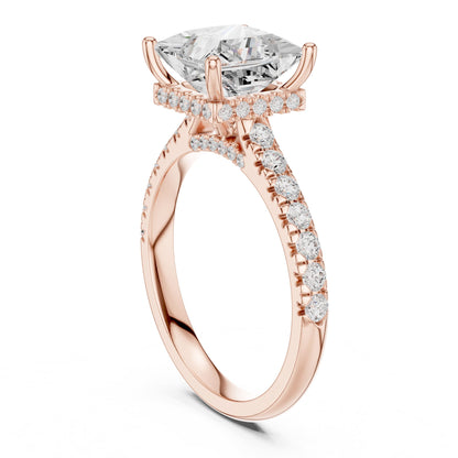 Princess Hidden Halo Lab Grown Diamond Engagement Ring