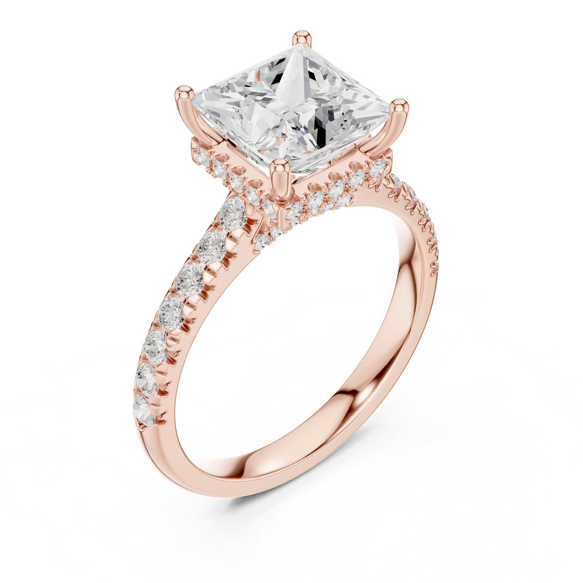 Princess Hidden Halo Lab Grown Diamond Engagement Ring